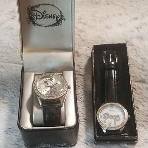 DISNEY ACCUTIME MICKEY MOUSE & MINNIE MOUSE WATCHES. Needs Batteries NWOT